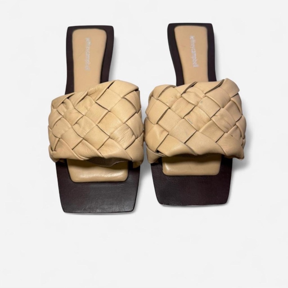 Jeffrey Campbell Tan Woven Slide Sandals